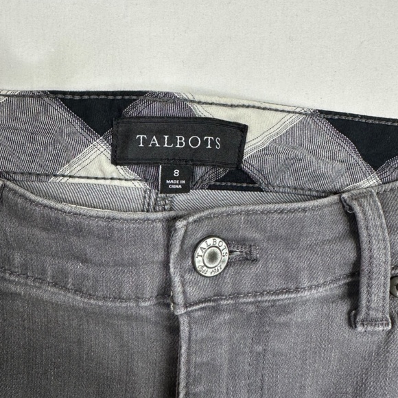 Talbots Skinny Leg Jeans Women Size 8 Gray Stretch High-Rise‎ Folded Hem Detail - Picture 3 of 5